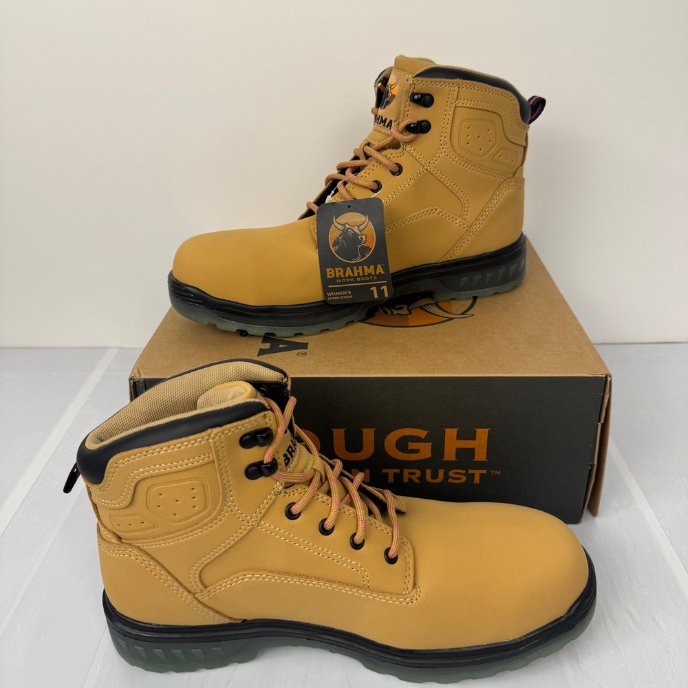 New Brahma Combustion Work Boots Women Size 11 Wheat Steel Toe Safety Industrial